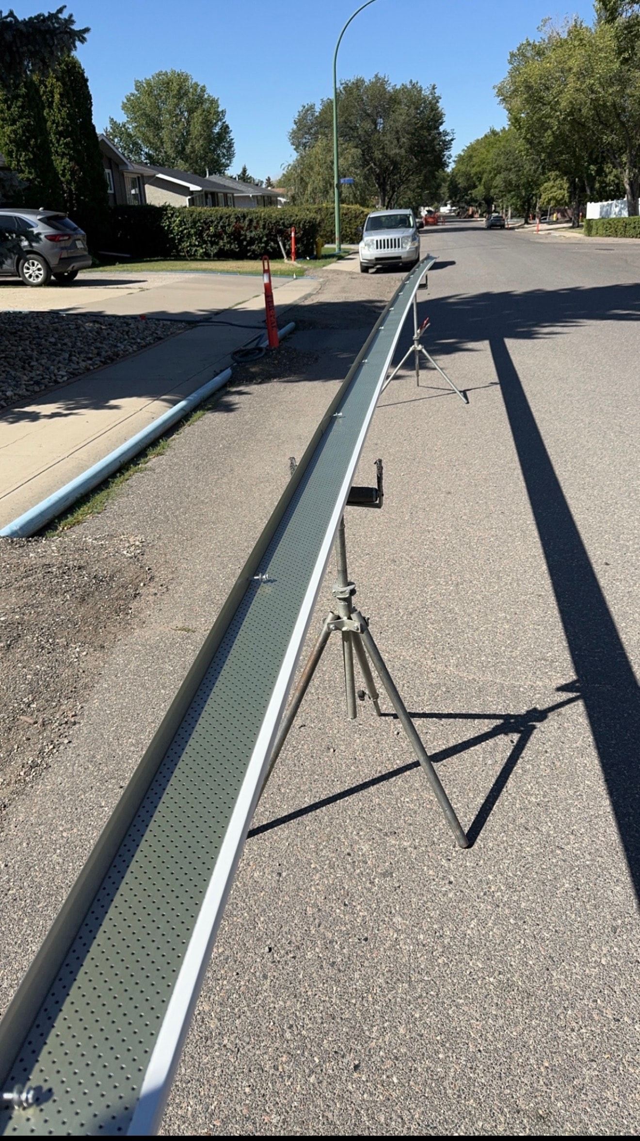 BWK Exteriors eavestrough section being fabricated on site in Regina SK